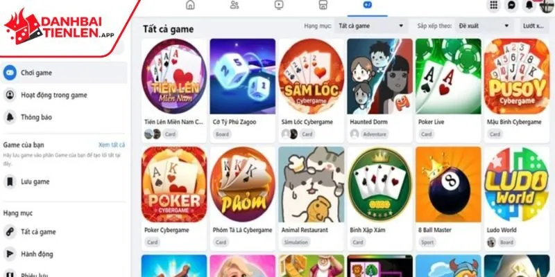 Chơi tiến lên miền nam trên facebook qua các tiêu chí giao diện và cộng đồng
